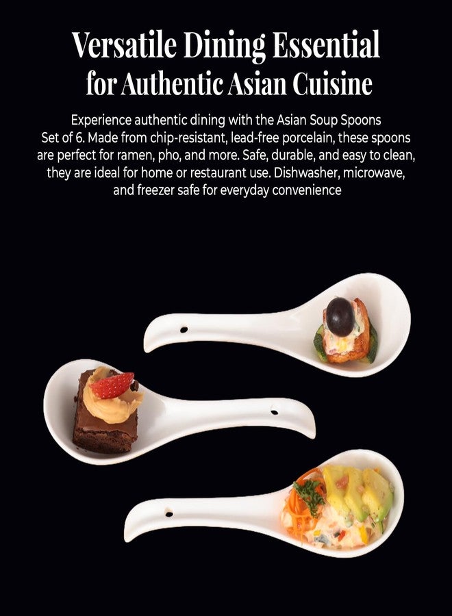 Furmaware asian soup spoons 6 pieces, deep oval hook design ultra-fine porcelain Japanese Spoon for Ramen Pho, cereal, Wonton Dumpling Miso, Noodles and curry dishes. - Image 4